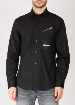 Сорочка Les Hommes чорного кольору з накладною кишенею, фото